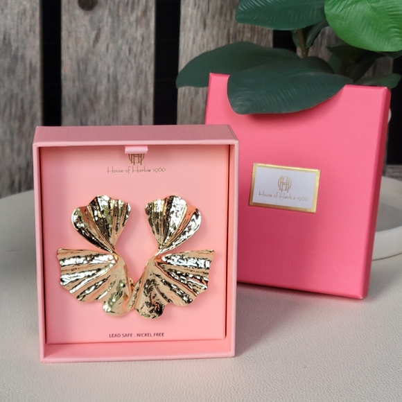 House of Harlow 1960 Jewelry - House of Harlow 1960 gold GINKO twisted LEAF earrings